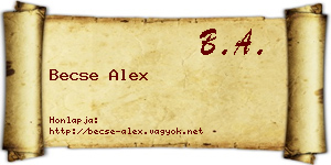 Becse Alex névjegykártya